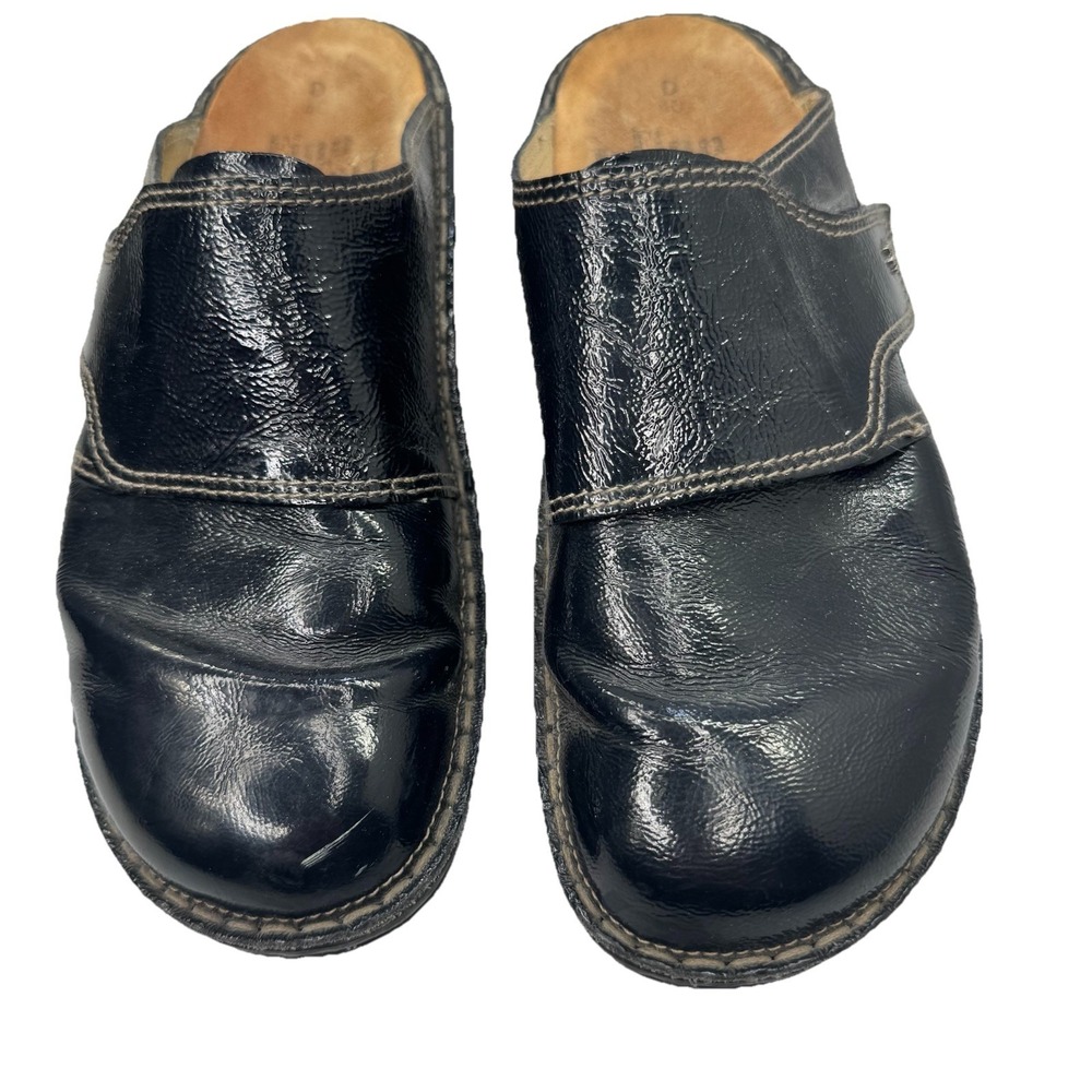 Finn Comfort Aussee Mule Clog EU 40 D / US 9 Black Shiny Leather Germany
